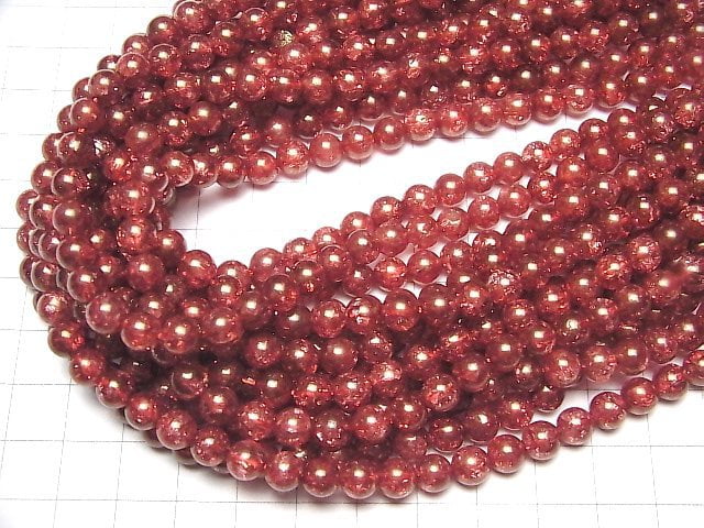 [Video] Red Color 1 Cracked Crystal Round 6mm 1strand beads (aprx.15inch/38cm)