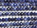 [Video]High Quality! Sodalite AA+ Faceted Button Rondelle 4.5x4.5x3.5mm 1strand beads (aprx.15inch/37cm)