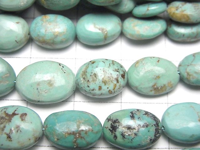 [Video] Kingman Turquoise Oval [Green] half or 1strand beads (aprx.16inch/40cm)