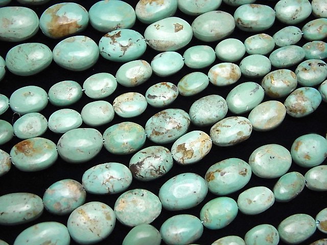 [Video] Kingman Turquoise Oval [Green] half or 1strand beads (aprx.16inch/40cm)