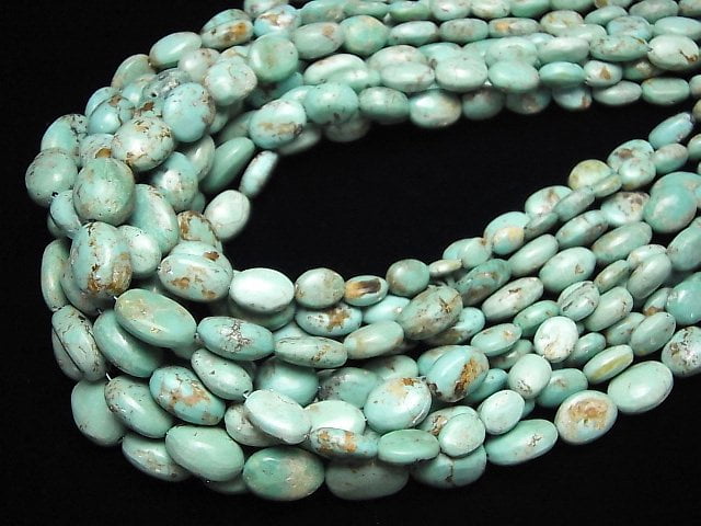 [Video] Kingman Turquoise Oval [Green] half or 1strand beads (aprx.16inch/40cm)