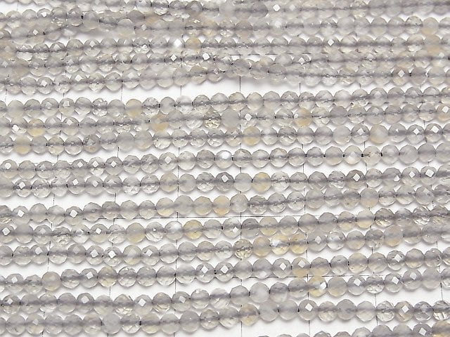 [Video]High Quality! Gray Moonstone AAA- Faceted Round 3mm 1strand beads (aprx.15inch/36cm)