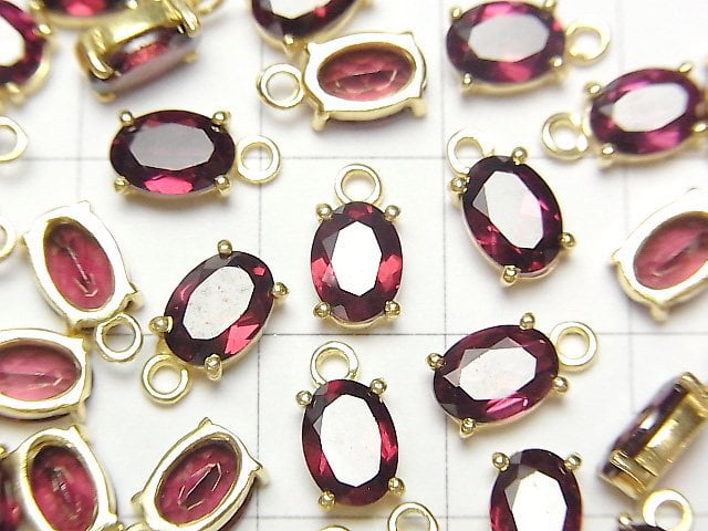 [Video]High Quality Rhodolite Garnet AAA Bezel Setting Oval Faceted 7x5mm 18KGP 2pcs