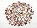 [Video]High Quality Rhodolite Garnet AAA Bezel Setting Pear shape Faceted 7x5mm 18KGP 2pcs