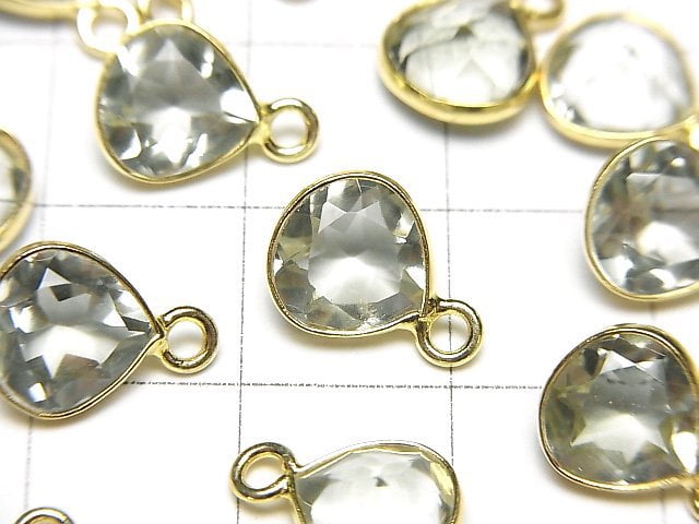 [Video]High Quality Green Amethyst AAA Bezel Setting Chestnut Faceted 8x8mm 18KGP 3pcs