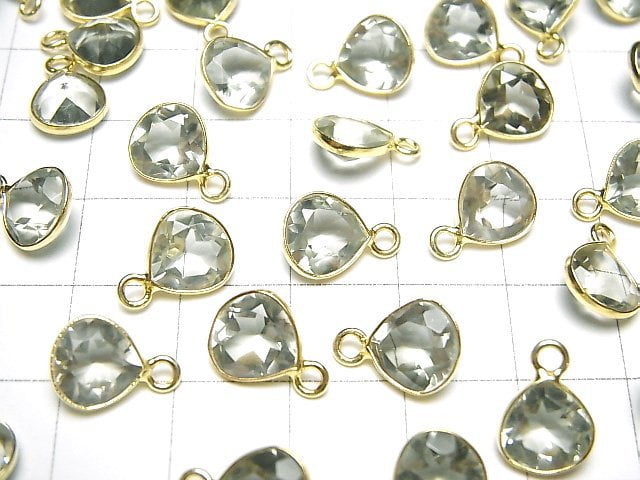 [Video]High Quality Green Amethyst AAA Bezel Setting Chestnut Faceted 8x8mm 18KGP 3pcs