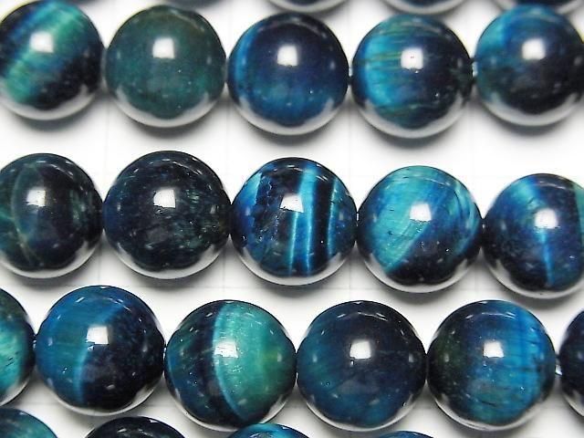 [Video] Blue-green Tiger's Eye AA++ Round 10mm half or 1-strand beads (approx. 15 inches/36 cm)