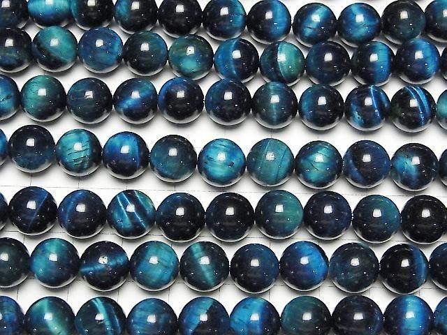 [Video] Blue-green Tiger's Eye AA++ Round 10mm half or 1-strand beads (approx. 15 inches/36 cm)