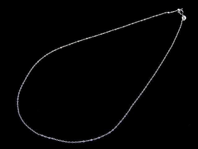 Silver 925 Flat Azuki Chain with Slide Adjuster, 1mm, No Coating [45cm][50cm][60cm] Necklace, 1pc