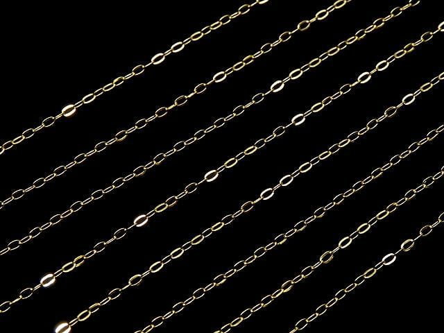 Silver 925 Flat Azuki Chain with Slide Adjuster, 1mm, 18KGP [45cm][50cm][60cm] Necklace, 1pc