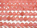 [Video]High Quality! Cherry Quartz Glass 64Faceted Round 10mm 1strand (Approx 37m)