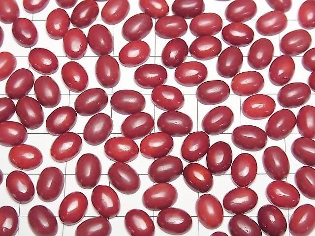 [Video] Red Coral (Dyed) Oval Cabochon 8x6mm 3pcs