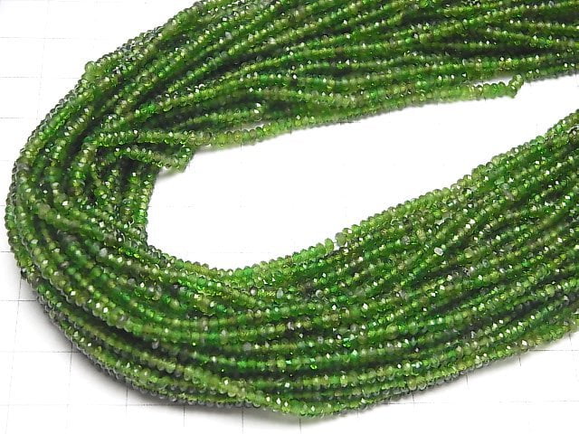 [Video]High Quality! Chrome Diopside AA++ Faceted Button Rondelle 3x3x2mm half or 1strand beads (aprx.15inch/37cm)
