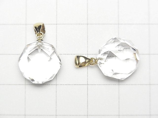 [Video]High Quality! Crystal AAA Star Faceted Round 14mm Pendant 14KGP 1pc