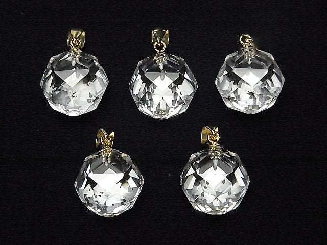 [Video]High Quality! Crystal AAA Star Faceted Round 14mm Pendant 14KGP 1pc