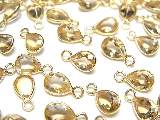 [Video]High Quality Citrine AAA Bezel Setting Pear shape Faceted 8x6mm 18KGP 3pcs