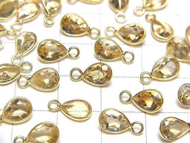 [Video]High Quality Citrine AAA Bezel Setting Pear shape Faceted 8x6mm 18KGP 3pcs