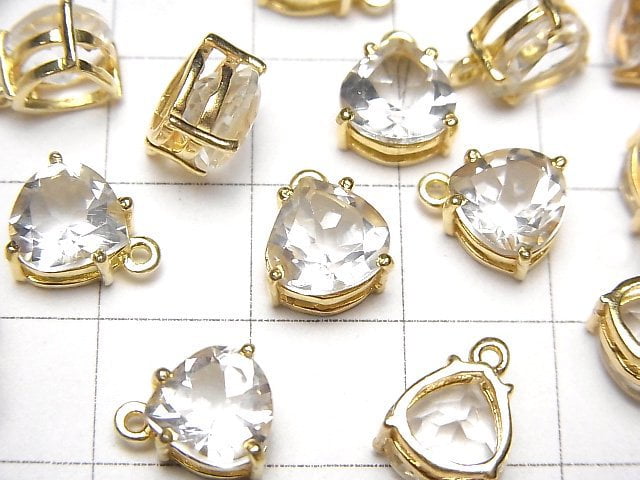 [Video]High Quality Crystal AAA Bezel Setting Chestnut Faceted 8x8mm 18KGP 1pc