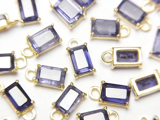 Bezel Setting, Iolite, Rectangle Gemstone Beads