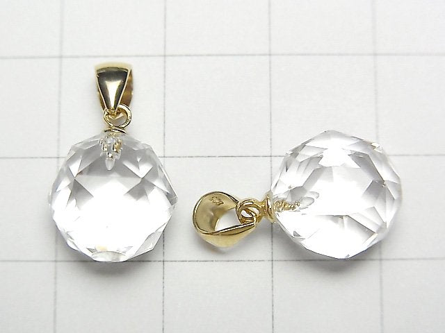 [Video]High Quality! Crystal AAA Star Faceted Round 12mm Pendant 14KGP 1pc
