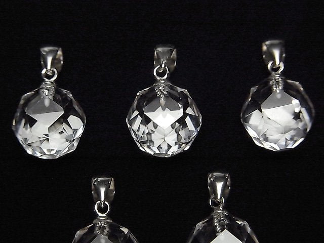 [Video]High Quality! Crystal AAA Star Faceted Round 12mm Pendant Silver925 1pc