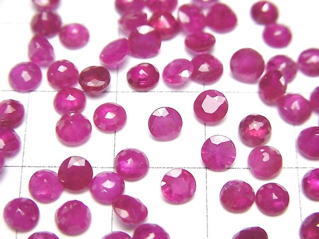 [Video] Burmese Ruby Loose stone Round Faceted 4x4mm 1pc