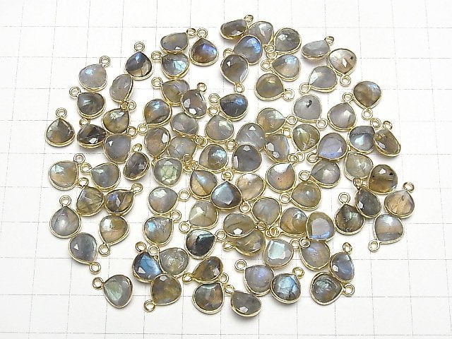 [Video]Labradorite AA++ Bezel Setting Chestnut Faceted 9x9mm 18KGP 3pcs