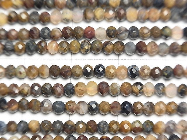 [Video]High Quality! Pietersite Faceted Button Rondelle 3x3x2.5mm 1strand beads (aprx.15inch/37cm)