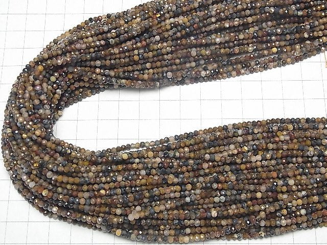 [Video]High Quality! Pietersite Faceted Button Rondelle 3x3x2.5mm 1strand beads (aprx.15inch/37cm)