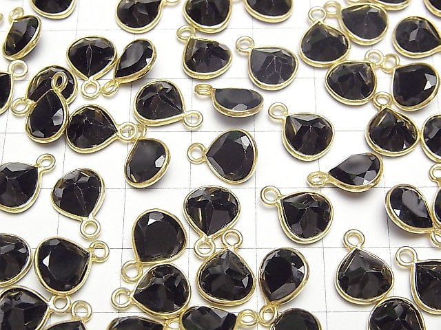 [Video]High Quality Black Spinel AAA Bezel Setting Chestnut Faceted 9x9mm 18KGP 3pcs