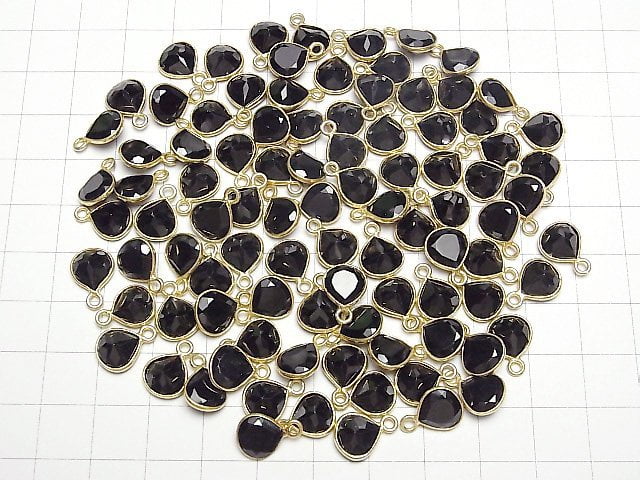 [Video]High Quality Black Spinel AAA Bezel Setting Chestnut Faceted 9x9mm 18KGP 3pcs