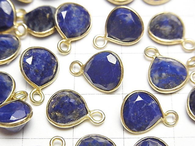 [Video]Lapislazuli AA++ Bezel Setting Chestnut Faceted 9x9mm 18KGP 3pcs