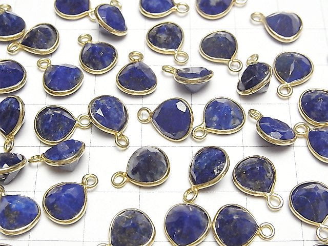 [Video]Lapislazuli AA++ Bezel Setting Chestnut Faceted 9x9mm 18KGP 3pcs