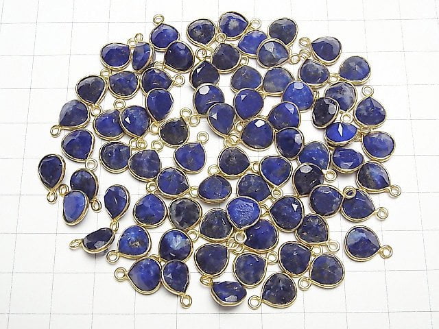 [Video]Lapislazuli AA++ Bezel Setting Chestnut Faceted 9x9mm 18KGP 3pcs