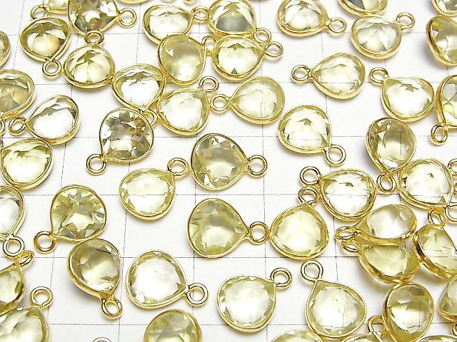 [Video]High Quality Lemon Quartz AAA Bezel Setting Chestnut Faceted 9x9mm 18KGP 3pcs