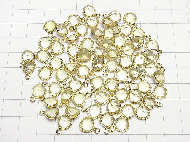 [Video]High Quality Lemon Quartz AAA Bezel Setting Chestnut Faceted 9x9mm 18KGP 3pcs