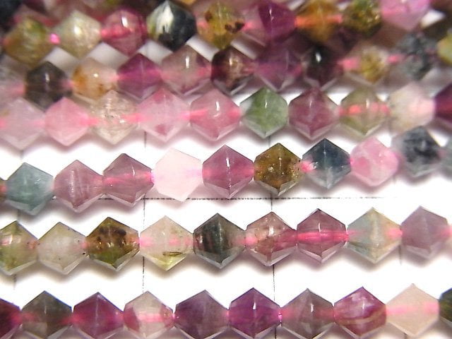 [Video]High Quality! Multicolor Tourmaline AA++ Abacus cut 4x4x3.5mm 1strand beads (aprx.15inch/37cm)