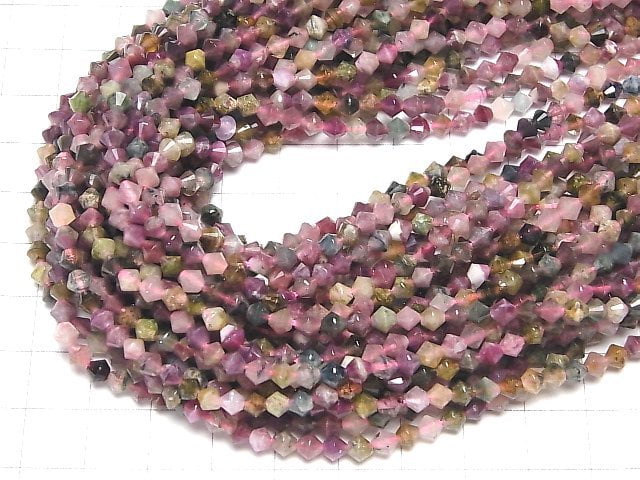 [Video]High Quality! Multicolor Tourmaline AA++ Abacus cut 4x4x3.5mm 1strand beads (aprx.15inch/37cm)