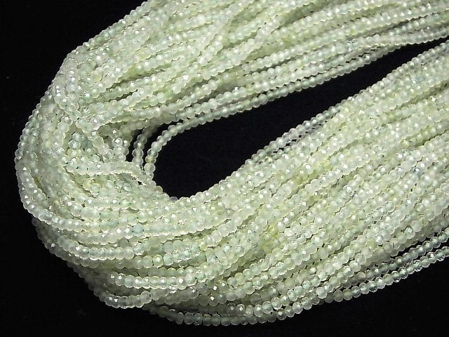 [Video]High Quality! Prehnite AAA- Faceted Button Rondelle 3x3x1.5mm 1strand beads (aprx.15inch/36cm)
