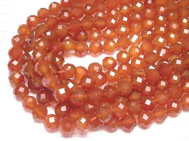 [Video]High Quality! Carnelian AAA- 64Faceted Round 12mm half or 1strand beads (aprx.15inch/36cm)