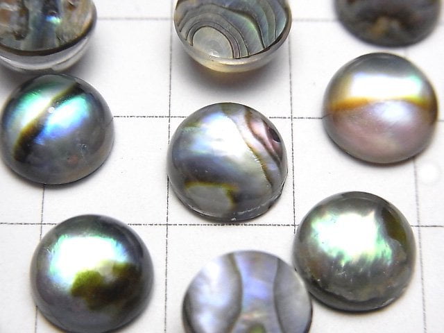 [Video] Abalone Shell x Crystal AAA Round Cabochon 10x10mm 3pcs