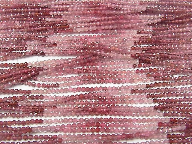 [Video]High Quality! Pink Spinel AA++ Faceted Round 2mm half or 1strand beads (aprx.12inch/30cm)