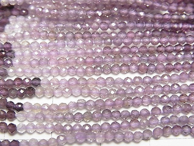 [Video]High Quality! Purple Spinel AAA- Faceted Round 2mm half or 1strand beads (aprx.12inch/30cm)