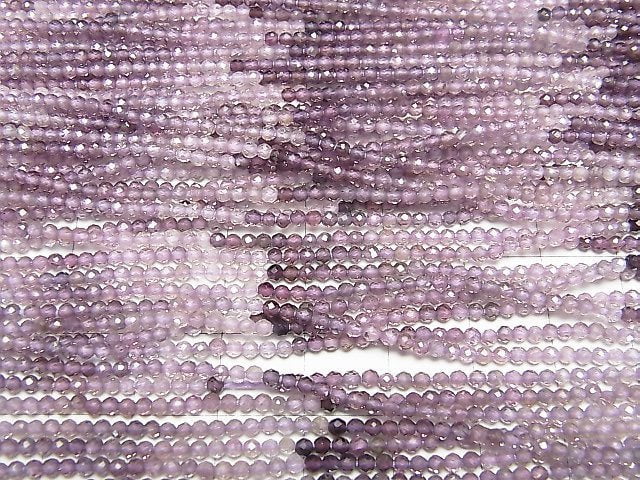 [Video]High Quality! Purple Spinel AAA- Faceted Round 2mm half or 1strand beads (aprx.12inch/30cm)