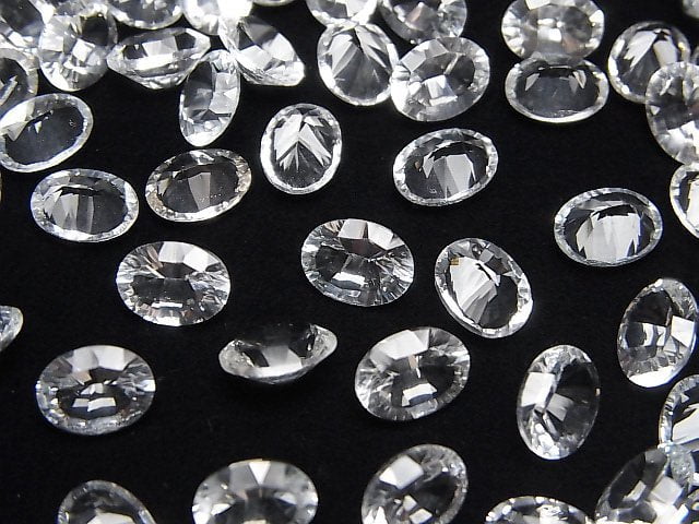 [Video]High Quality White Topaz AAA Loose stone Oval Concave Cut 8x6mm 3pcs