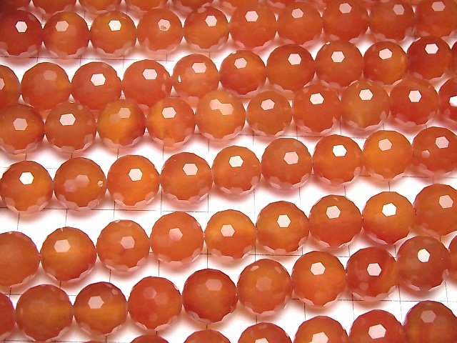 [Video]High Quality! Carnelian AAA 128Faceted Round 12mm half or 1strand beads (aprx.15inch/37cm)