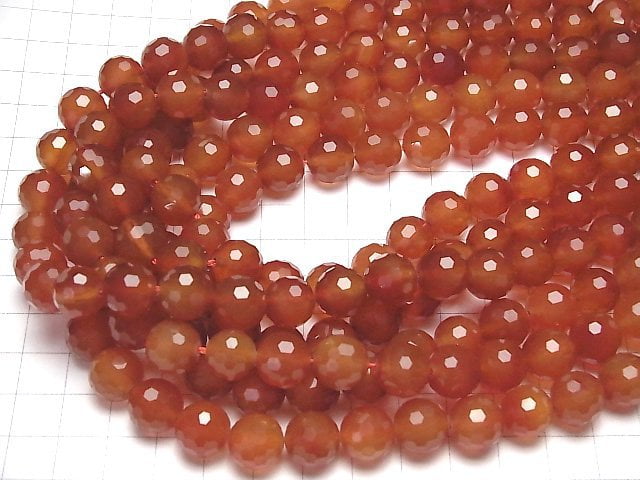 [Video]High Quality! Carnelian AAA 128Faceted Round 12mm half or 1strand beads (aprx.15inch/37cm)