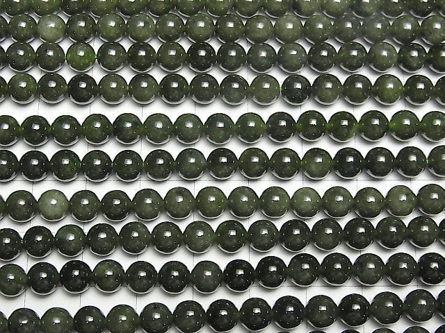 [Video] Russian Nephrite Jade AA++ Round 6mm half or 1strand beads (aprx.15inch/36cm)