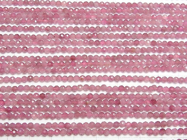 [Video]High Quality! Pink Tourmaline AA++ Faceted Round 3mm 1strand beads (aprx.15inch/37cm)