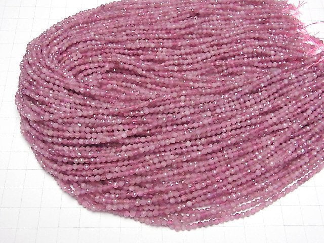 [Video]High Quality! Pink Tourmaline AA++ Faceted Round 3mm 1strand beads (aprx.15inch/37cm)